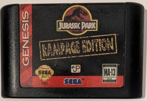 Jurassic Park: Rampage Edition Sega Genesis Cleaned & Tested Working label wear