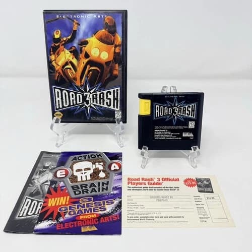 Road Rash 3 Sega Genesis Complete CIB Reg Card Insert Tested