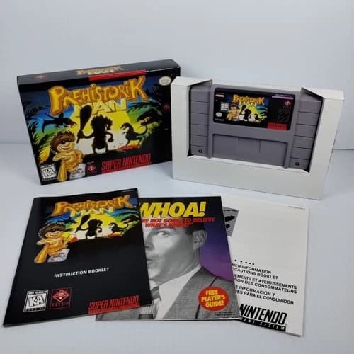 Prehistorik Man (Super Nintendo SNES) CIB RARE - Tested - Free Shipping - Minty