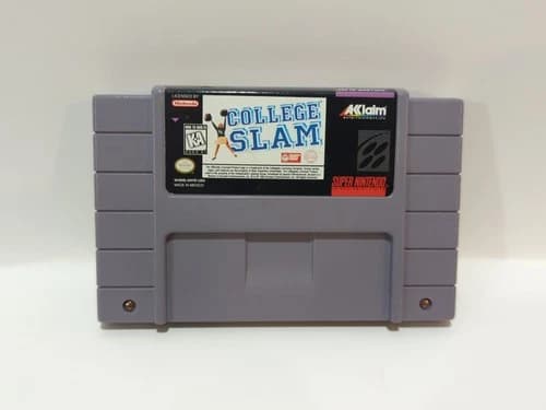 College Slam (Super Nintendo SNES, 1996) Cartridge tested.