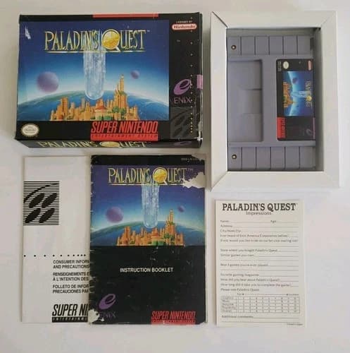 Paladin's Quest Super Nintendo Complete CIB SNES Box Manual Reg Card * NO MAP