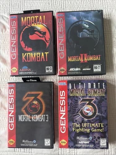mortal kombat 1, 2, 3, 3 Ultimate sega genesis cib