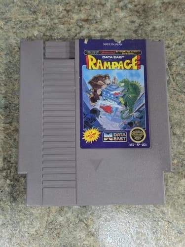 Nintendo NES Rampage Tested Working Authentic Data East 1988 Tested Works !!