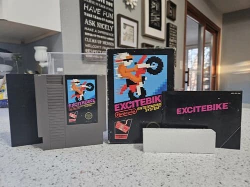 Excitebike (Nintendo NES, 1985) CIB Complete with Box, Manual, Protector, Foam