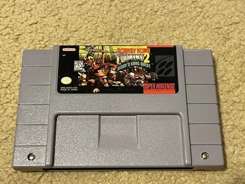 SNES Donkey Kong Country 2 Diddys Quest Cartridge Super Nintendo Tested!