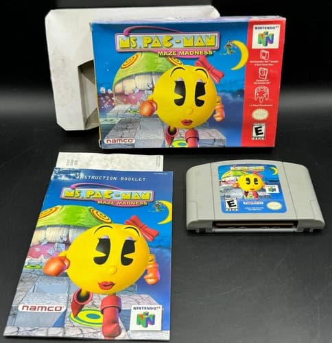 Ms. Pac Man Maze Madness Nintendo 64 N64 CIB Complete W/ Manual Authentic Namco