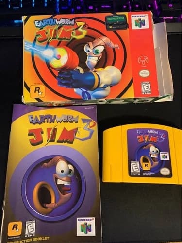 Earthworm Jim 3D N64 (Nintendo 64 1999) Complete in box CIB with manual!