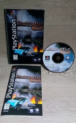 Destruction Derby Long Box PS1 Tested -w/ Registration Card - PlayStation CIB