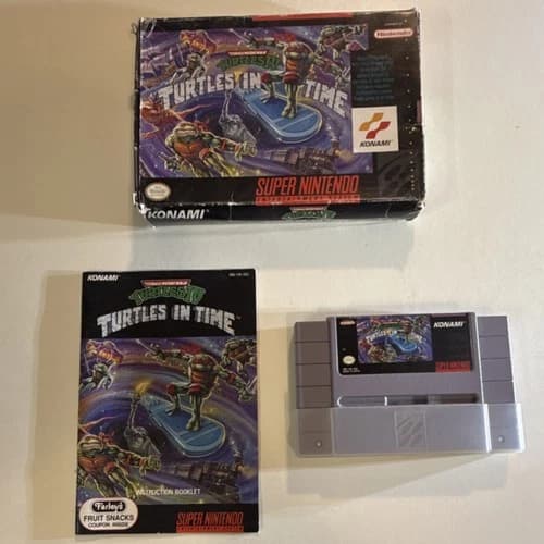 Teenage Mutant Ninja Turtles IV: Turtles in Time SNES Complete in Box with Manu…