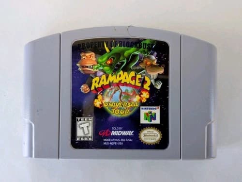 Rampage 2 Universal Tour Nintendo 64 N64 Game Cartridge Only TESTED & WORKS!