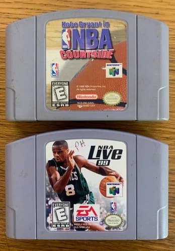 Nintendo 64 N64 basketball games- Kobe Bryant NBA Courtside and NBA Live 99