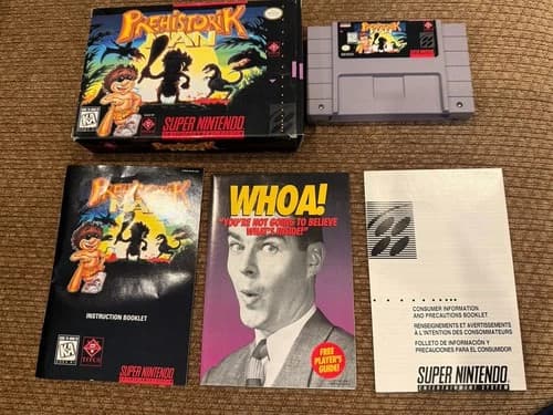Prehistorik Man SNES Super Nintendo CIB Complete Box Titus Prehistoric 1991 RARE