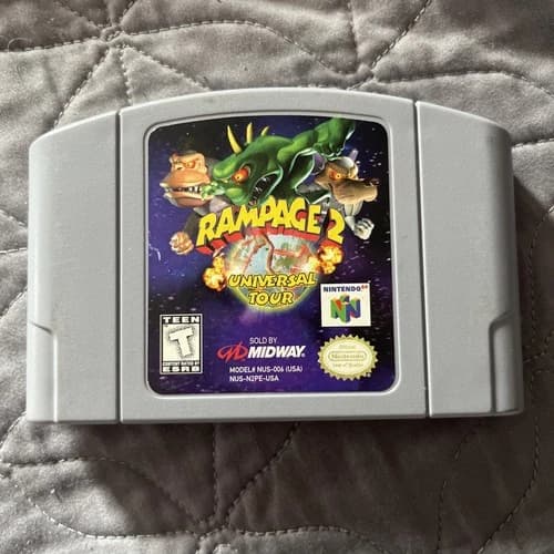 Rampage 2 Universal Tour Nintendo 64 1999, Authentic Game, Tested N64 Working