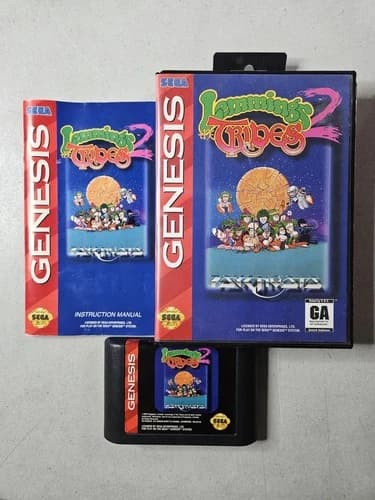 Lemmings 2: Tribes (Sega Genesis) Cib Complete W/manual- Tested Good Condition
