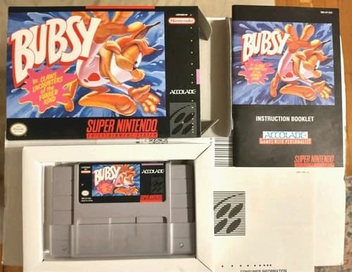 CIB Bubsy in Claws Encounters of the Furred Kind (SNES) Beautiful Condition VGd+