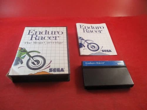 Enduro Racer (Sega Master System 1987) COMPLETE w/ Box manual game Blue Label!
