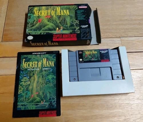 Secret of Mana (Super Nintendo SNES, 1993) in Box with Manual