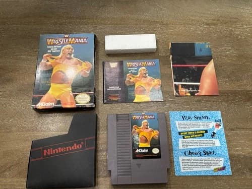 WWF WrestleMania Nintendo NES Complete Cart Box Manual Inserts Free Shipping