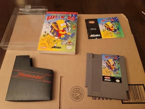 The Simpsons: Bart vs. the World (Nintendo NES, 1991) Box Manual Cart - Tested