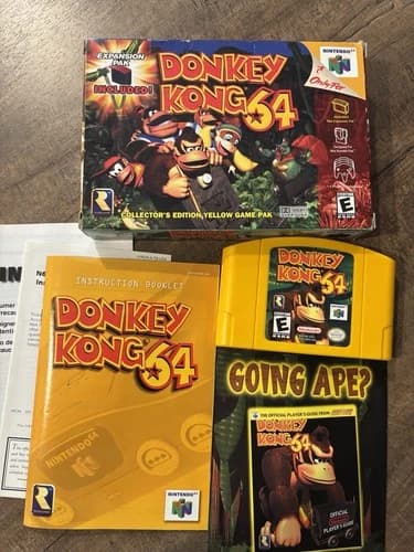 Donkey Kong 64 (Nintendo 64, N64, 1999) Complete in Box CIB *No Expansion Pak*