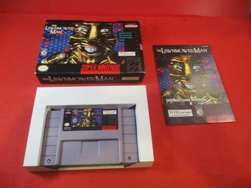 The Lawnmower Man (Super Nintendo SNES) COMPLETE w/ Box manual game WORKS!