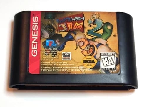 Earthworm Jim 2 (Sega Genesis, 1995) Cartridge Only Cleaned & Tested Works EX+