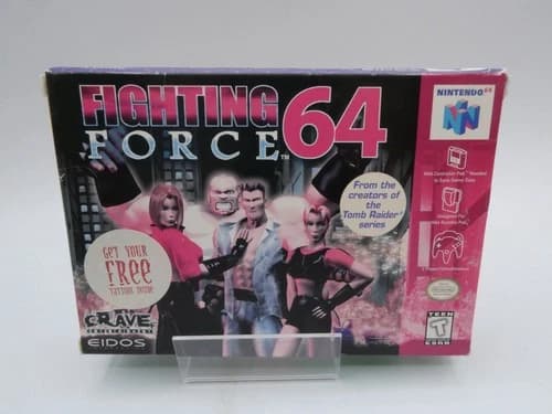 Fighting Force 64 Nintendo 64 N64 Complete in Box CIB W/ Manual and Tattos