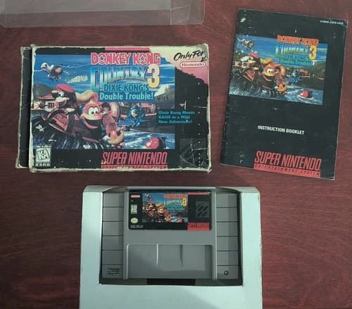 Donkey Kong Country 3 Snes CIB Dixie Kongs Double Trouble