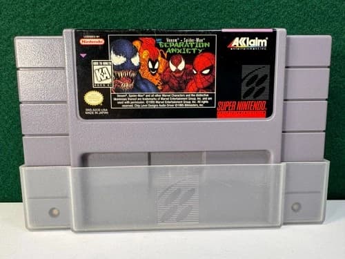 Venom-Spider-Man: Separation Anxiety (Super Nintendo SNES, 1995) Authentic w/Slv