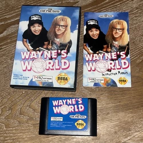 Wayne's World in Original Case with Manual - Sega Genesis - COMPLETE