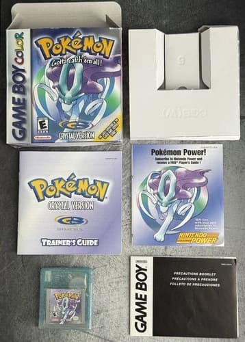 Pokemon Crystal Version Gameboy Color Authentic Box w/ Misprint CIB VG - Tested