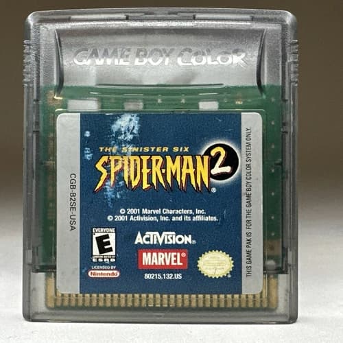 Nintendo Game Boy Color Marvel Spider-Man 2 The Sinister Six Tested Working 2001