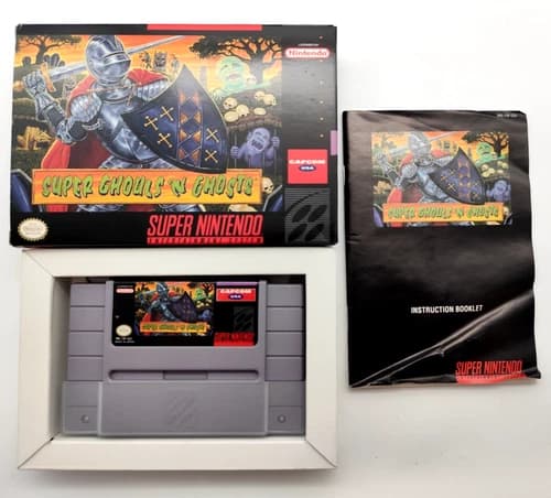 Super Ghouls 'n Ghosts (Super Nintendo SNES, 1991) COMPLETE CIB Authentic Tested