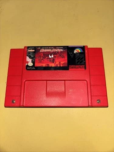 Spider-Man and Venom Maximum Carnage Super Nintendo SNES Red Cartridge Authentic