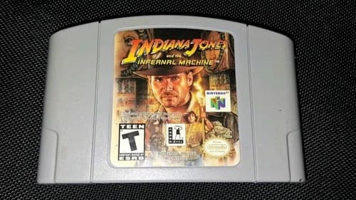 Indiana Jones and the Infernal Machine N64 Cartridge PROPERTY OF BLOCKBUSTER