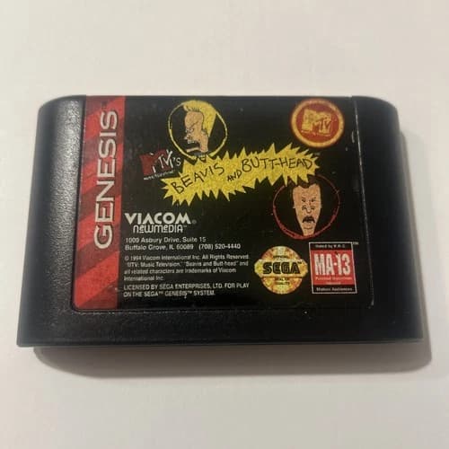 MTV’s Beavis And Butt-Head (Sega Genesis, 1994) Game Cartridge Only Tested