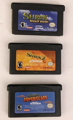 (3) Shrek Game Boy Advance Games Nintendo GBA - Reeking Havoc, Shrek2, Superslam
