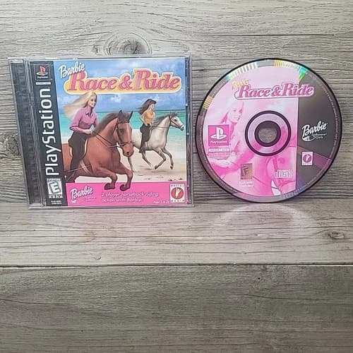 1999 Barbie Race and Ride PS1 Video Game Sony PlayStation Complete Manual CIB