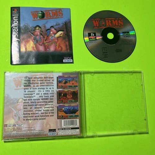 Worms (Sony PlayStation 1 - PS1) Complete 1996 Ocean Of America- Tested