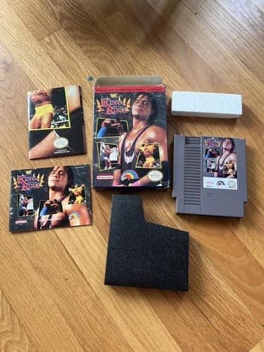 Vtg NES Nintendo Box Manual Styrofoam Game Get Graded Wwf King Of The Ring