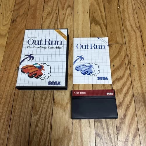 Vtg Sega Master System OUT RUN CIB Box Cart Manual Complete WORKS Racing Outrun