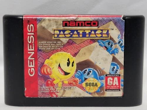 Pac-Attack Sega Genesis Game AUTHENTIC pacman attack puzzle US NTSC -Works Great