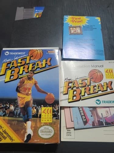 Magic Johnson's Fast Break Nintendo Nes Complete CIB Good Condition Authentic