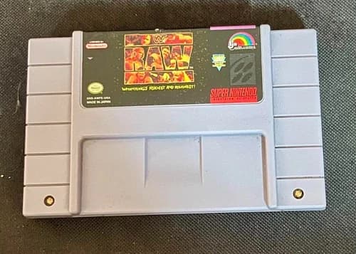 WWF Raw SNES Super Nintendo Cartridge - Tested Working Loose