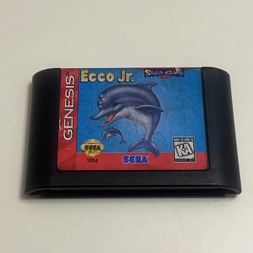 VINTAGE Sega Genesis ECCO JR. Authentic/Original 1995 VIDEO Game CARTRIDGE ONLY