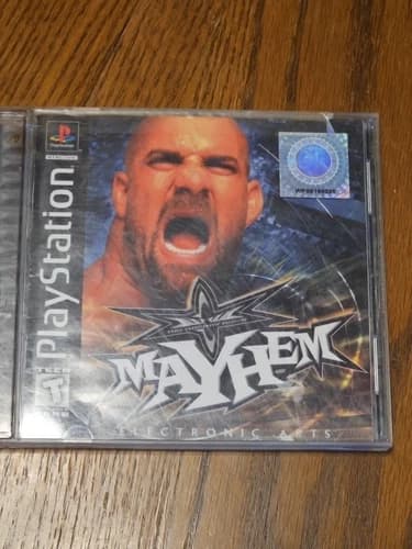 WCW Mayhem (Sony PlayStation 1, 1999) PS1 WWF WWE Black Label Complete w/ Manual