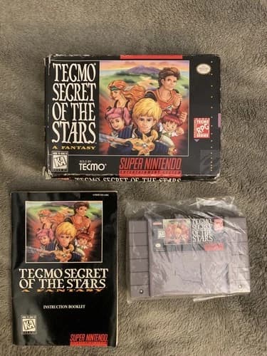 Tecmo Secret of the Stars (Super NES SNES 1994) CIB Authentic Box Game Manual