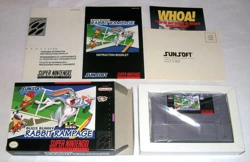 Bugs Bunny Rabbit Rampage (Super Nintendo, 1994) 100% Complete w/Reg Card!! SNES