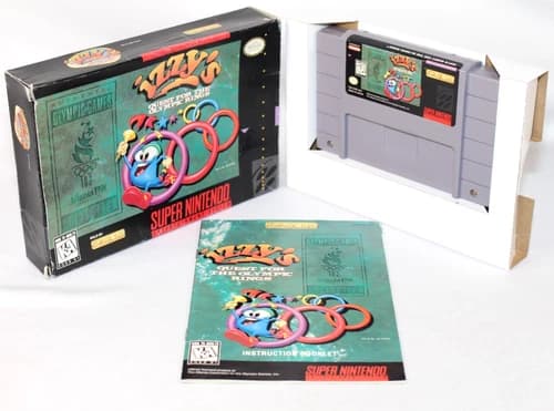 Izzy's Quest for the Olympic Rings SNES Complete CIB! Good Condition! Nice!