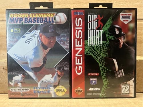 2 SEGA GENESIS FRANK THOMAS' BIG HURT ROGER CLEMEN’S MVP BASEBALL Preowned